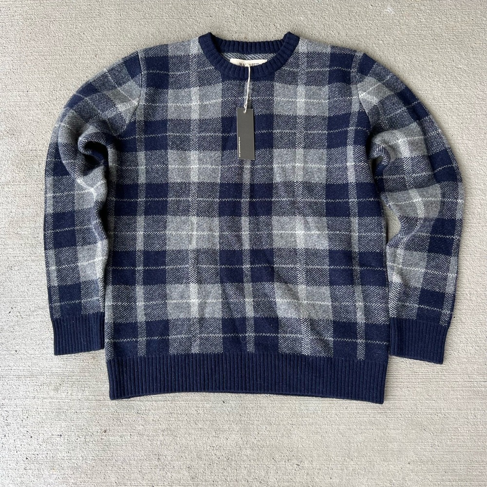 NWT‎ Barque Men's Wool Blend Plaid Check Crewneck Sweater Pullover Size M